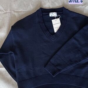 Navy Blue V-Neck Sweater